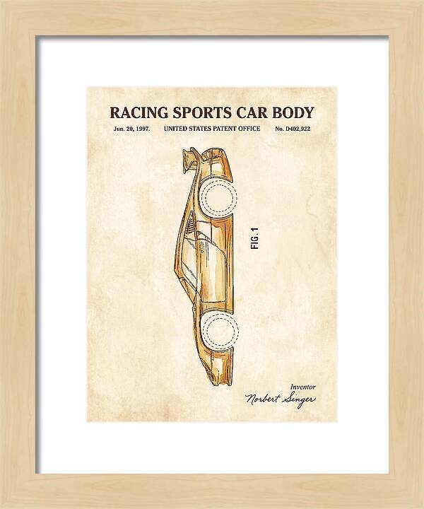 Porsche 911 Gt1 Racing Sports Car Body Watercolor Patent Usd402922s
