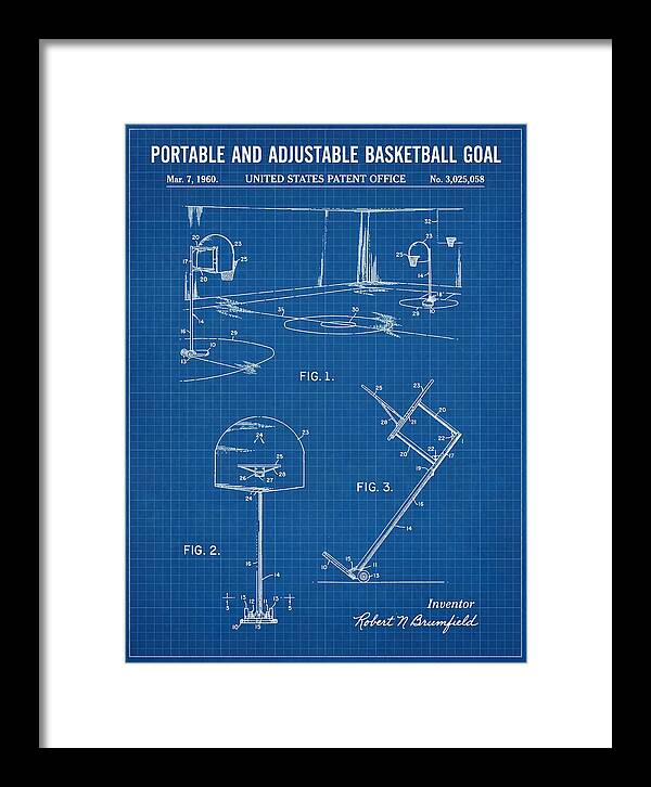 Portable Adjustable Basketball Goal Blueprint Patent Us3025058
