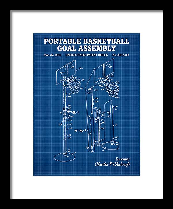 Portable Basketball Goal Assembly Blueprint Patent Us3017183