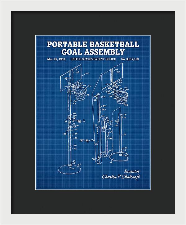 Portable Basketball Goal Assembly Blueprint Patent Us3017183
