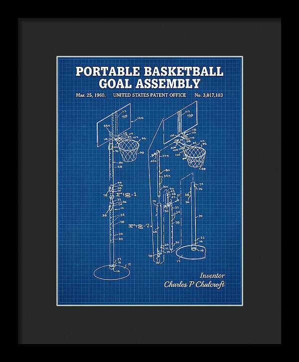 Portable Basketball Goal Assembly Blueprint Patent Us3017183