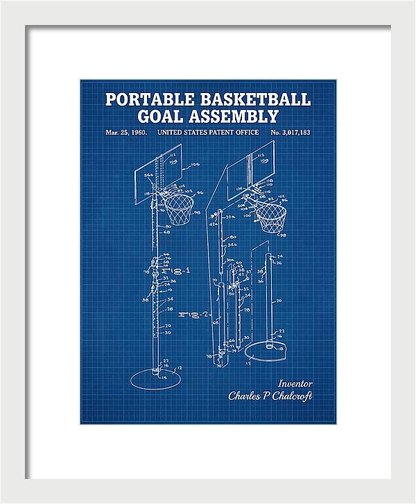 Portable Basketball Goal Assembly Blueprint Patent Us3017183
