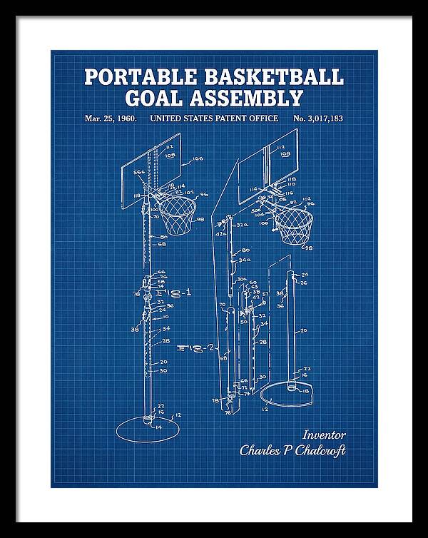Portable Basketball Goal Assembly Blueprint Patent Us3017183