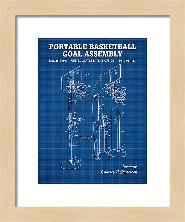 Portable Basketball Goal Assembly Blueprint Patent Us3017183