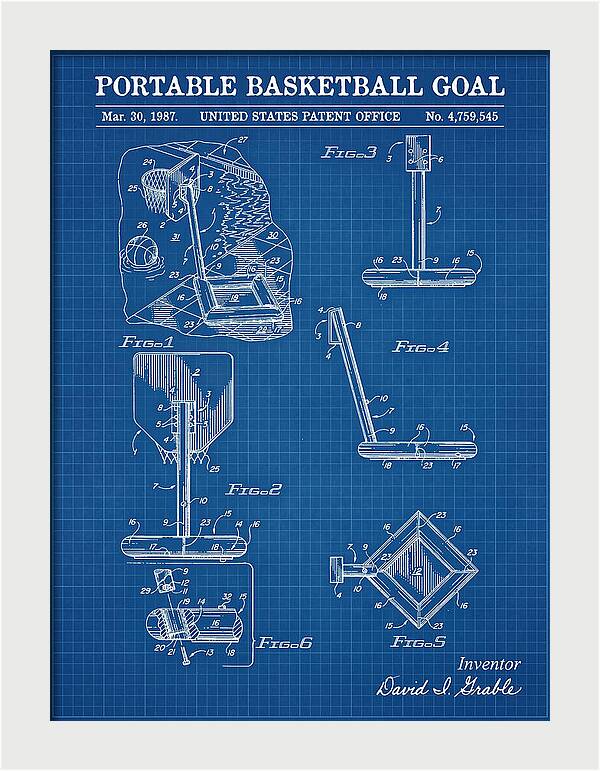 Portable Basketball Goal Blueprint Patent Us4759545
