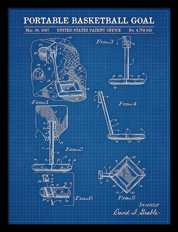 Portable Basketball Goal Blueprint Patent Us4759545