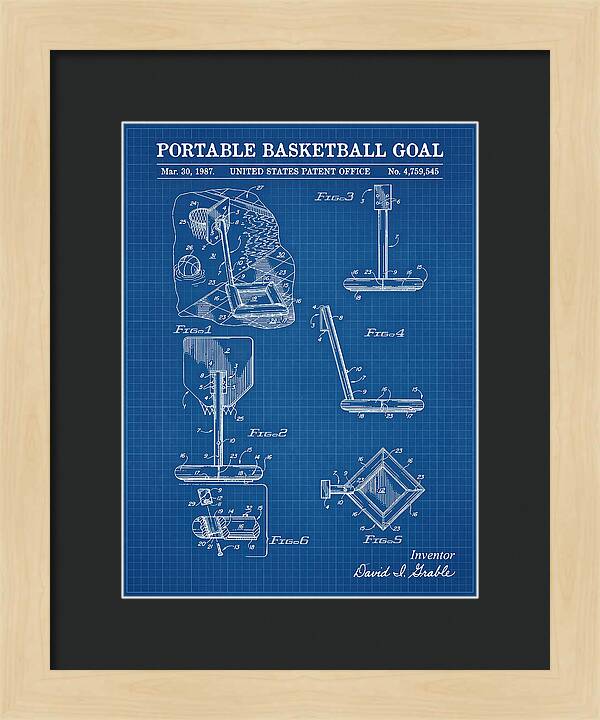 Portable Basketball Goal Blueprint Patent Us4759545