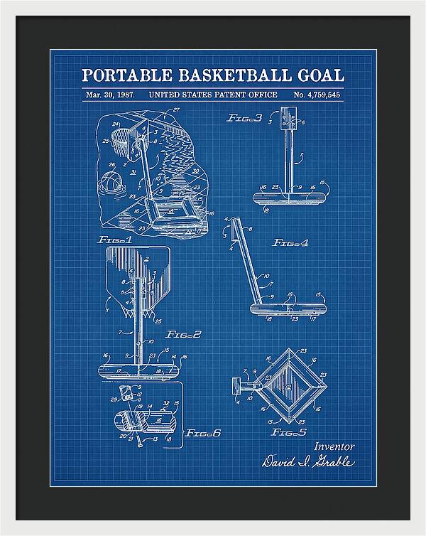 Portable Basketball Goal Blueprint Patent Us4759545