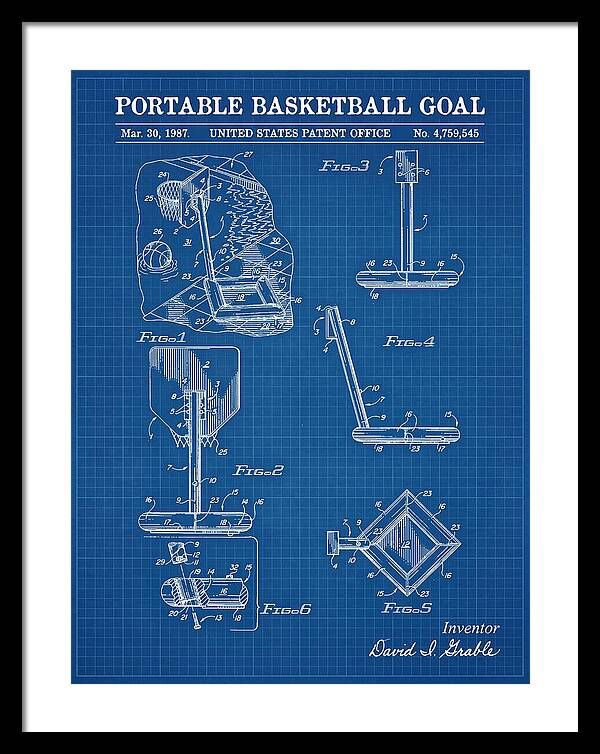 Portable Basketball Goal Blueprint Patent Us4759545