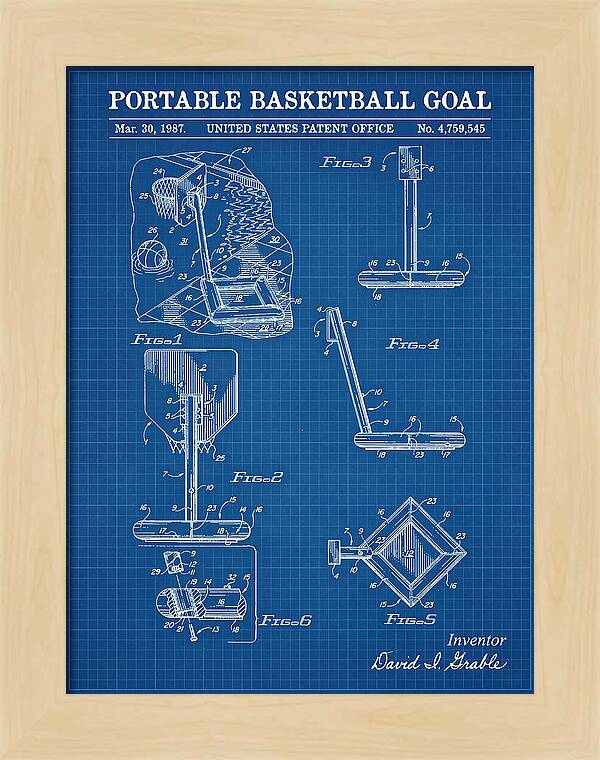 Portable Basketball Goal Blueprint Patent Us4759545