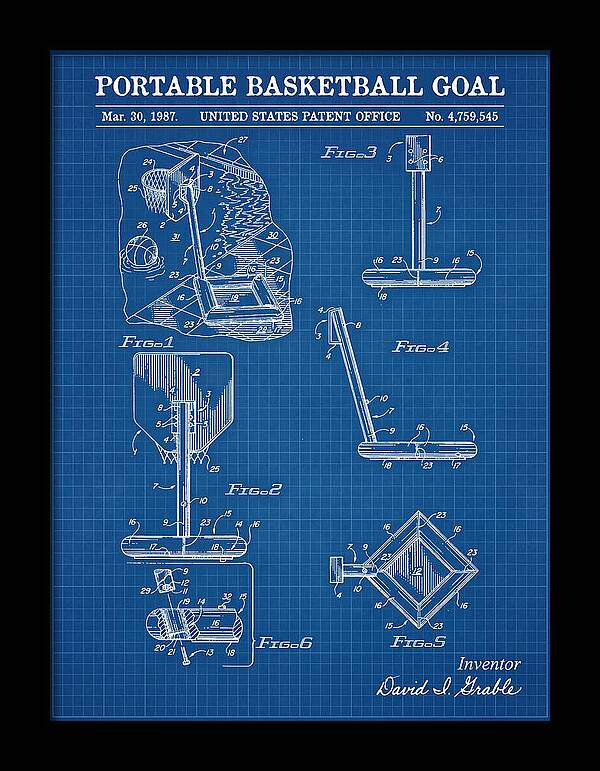 Portable Basketball Goal Blueprint Patent Us4759545
