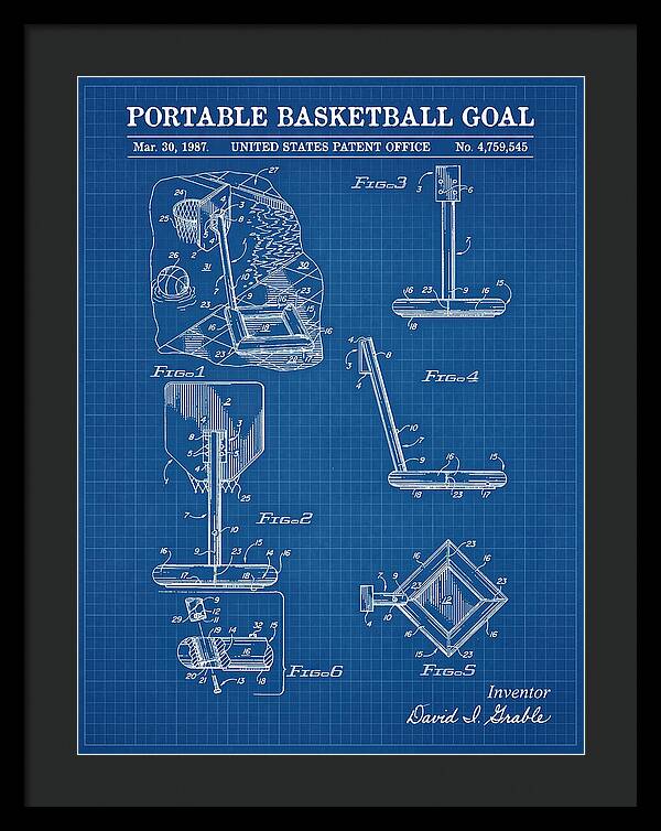 Portable Basketball Goal Blueprint Patent Us4759545