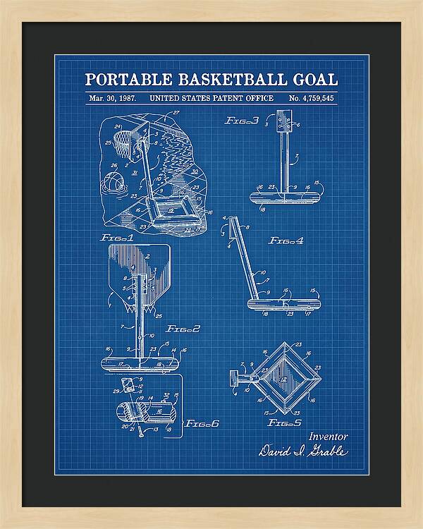 Portable Basketball Goal Blueprint Patent Us4759545