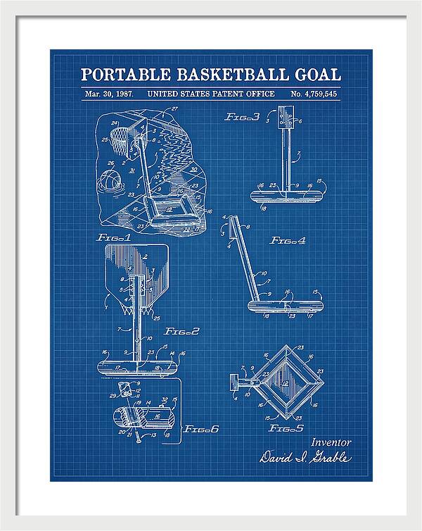 Portable Basketball Goal Blueprint Patent Us4759545