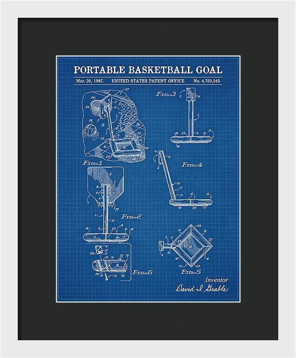 Portable Basketball Goal Blueprint Patent Us4759545