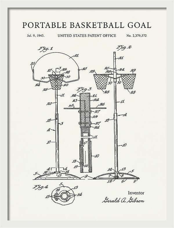 Portable Basketball Goal Minimalist Patent Us2379572