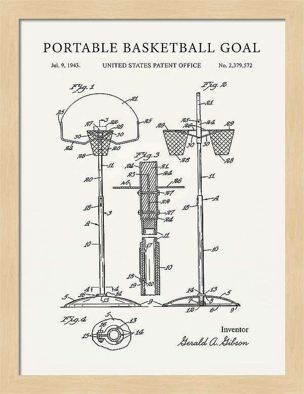 Portable Basketball Goal Minimalist Patent Us2379572
