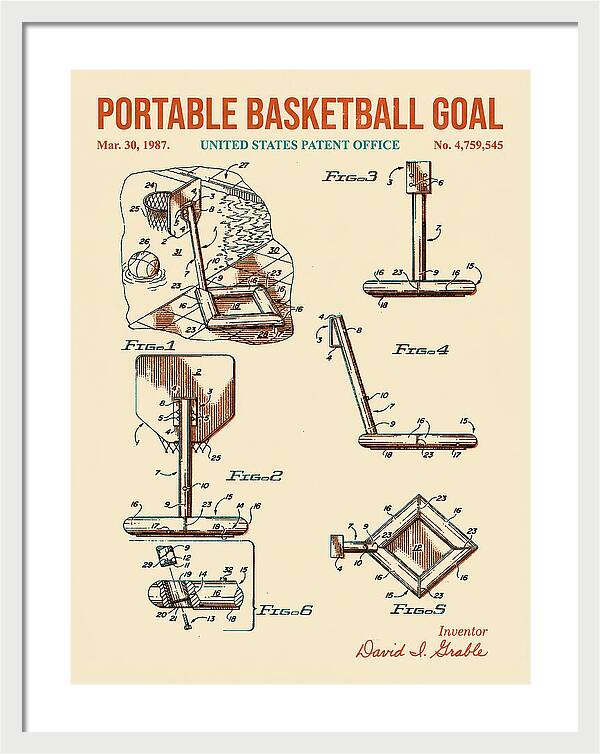 Portable Basketball Goal Retro Patent Us4759545