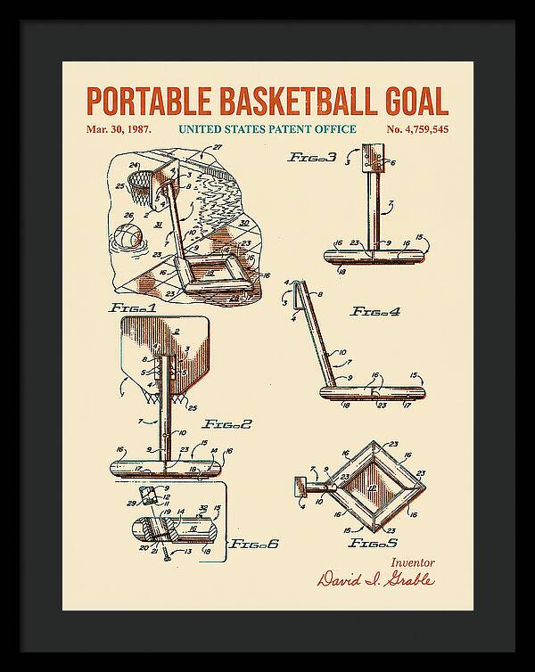 Portable Basketball Goal Retro Patent Us4759545