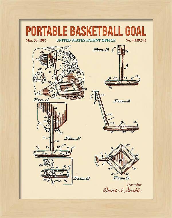 Portable Basketball Goal Retro Patent Us4759545