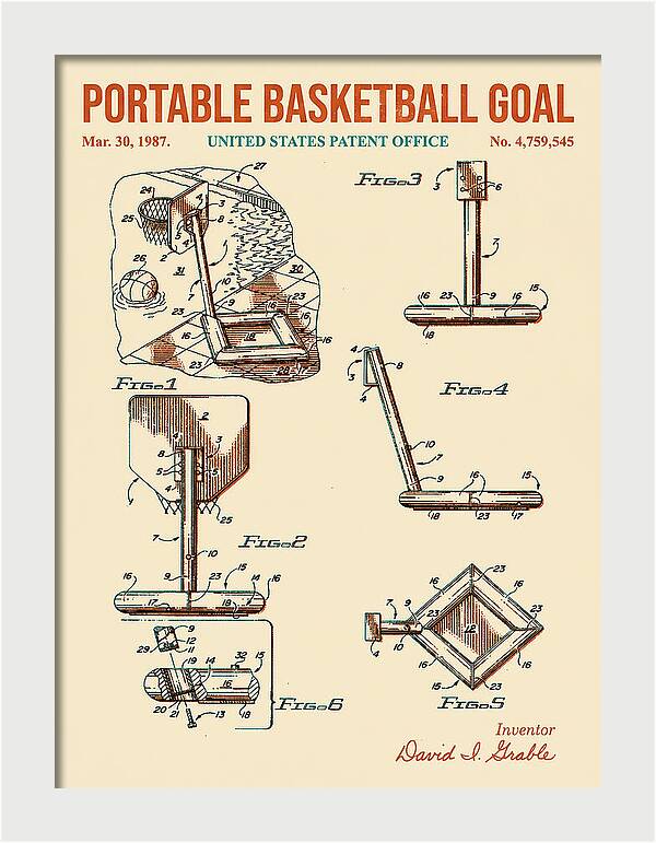 Portable Basketball Goal Retro Patent Us4759545