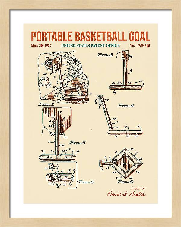 Portable Basketball Goal Retro Patent Us4759545
