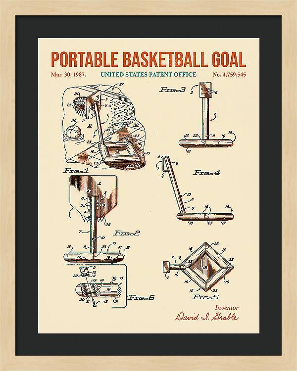 Portable Basketball Goal Retro Patent Us4759545
