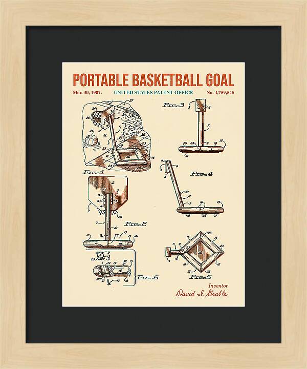 Portable Basketball Goal Retro Patent Us4759545