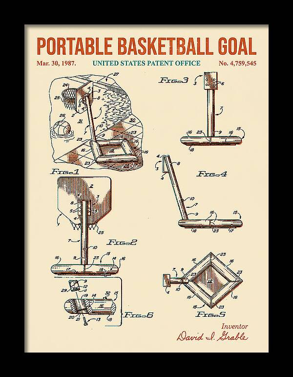Portable Basketball Goal Retro Patent Us4759545