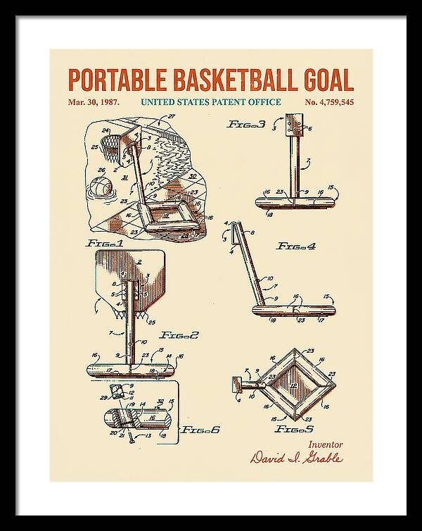 Portable Basketball Goal Retro Patent Us4759545