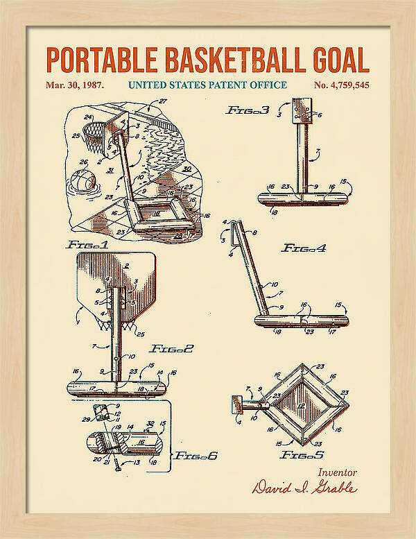 Portable Basketball Goal Retro Patent Us4759545