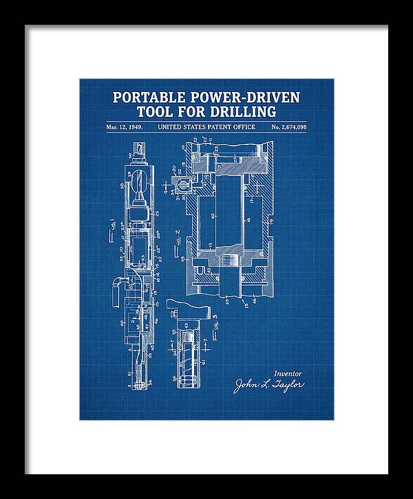 Portable Drilling Tool Blueprint Patent Us2674098a