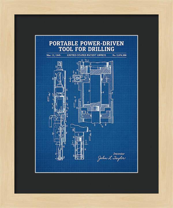 Portable Drilling Tool Blueprint Patent Us2674098a