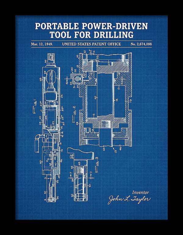 Portable Drilling Tool Blueprint Patent Us2674098a