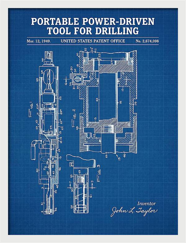 Portable Drilling Tool Blueprint Patent Us2674098a