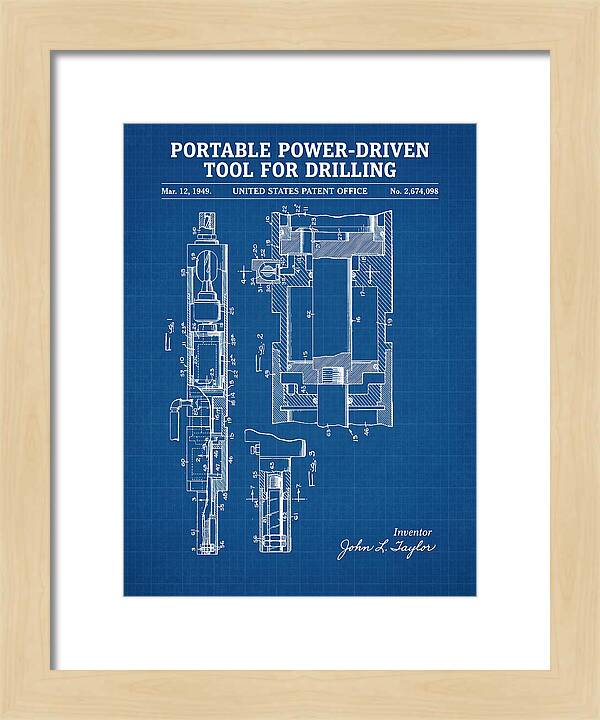 Portable Drilling Tool Blueprint Patent Us2674098a