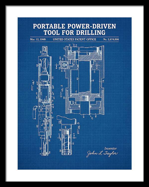 Portable Drilling Tool Blueprint Patent Us2674098a