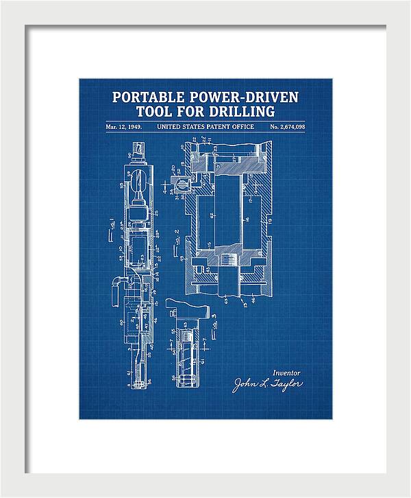 Portable Drilling Tool Blueprint Patent Us2674098a