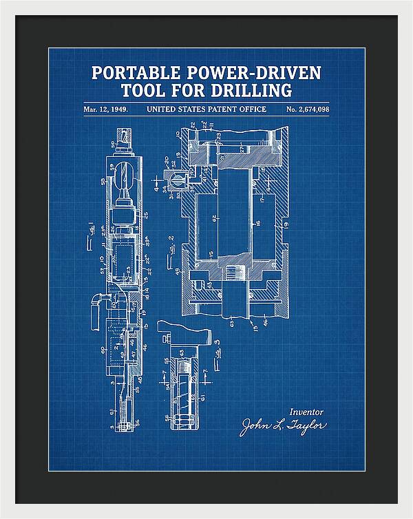 Portable Drilling Tool Blueprint Patent Us2674098a