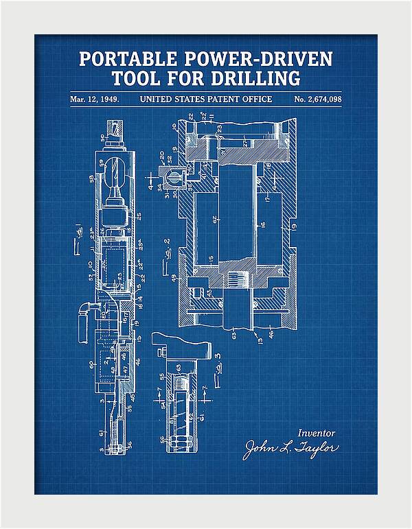 Portable Drilling Tool Blueprint Patent Us2674098a