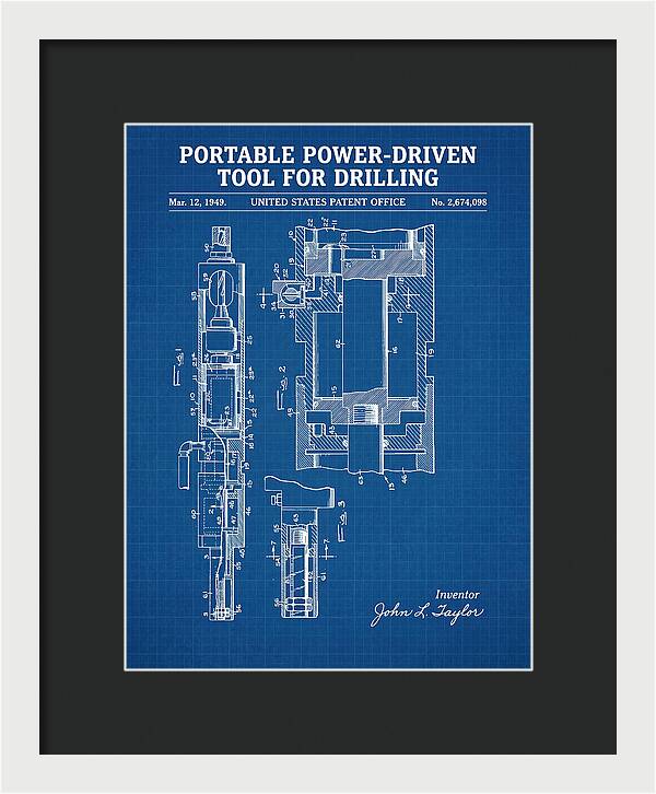 Portable Drilling Tool Blueprint Patent Us2674098a