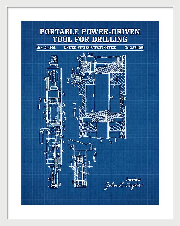 Portable Drilling Tool Blueprint Patent Us2674098a