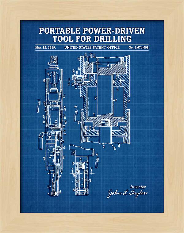 Portable Drilling Tool Blueprint Patent Us2674098a