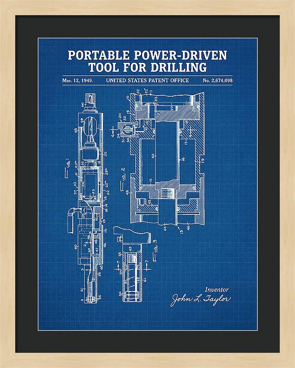 Portable Drilling Tool Blueprint Patent Us2674098a