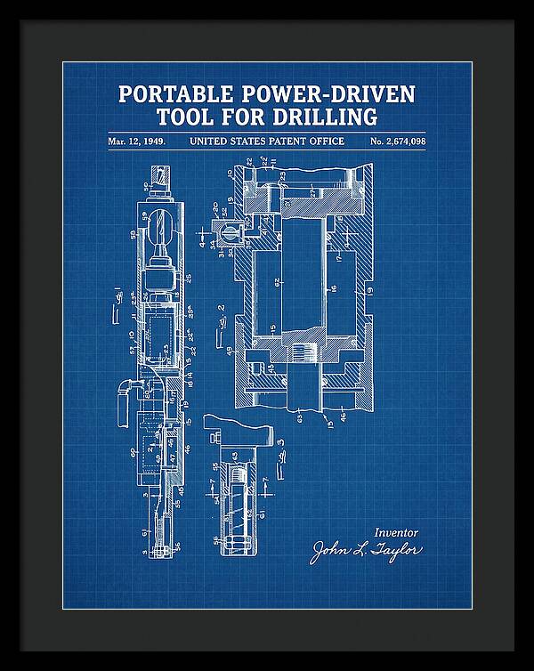 Portable Drilling Tool Blueprint Patent Us2674098a