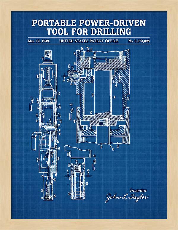 Portable Drilling Tool Blueprint Patent Us2674098a