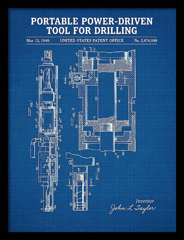 Portable Drilling Tool Blueprint Patent Us2674098a