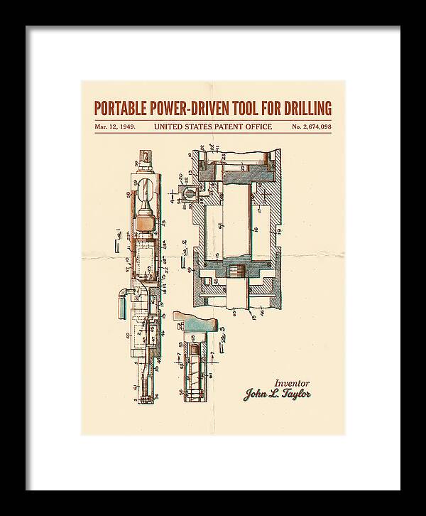 Portable Drilling Tool Retro Patent Us2674098a