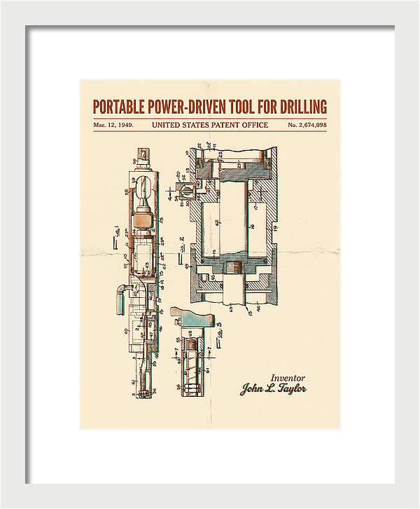Portable Drilling Tool Retro Patent Us2674098a