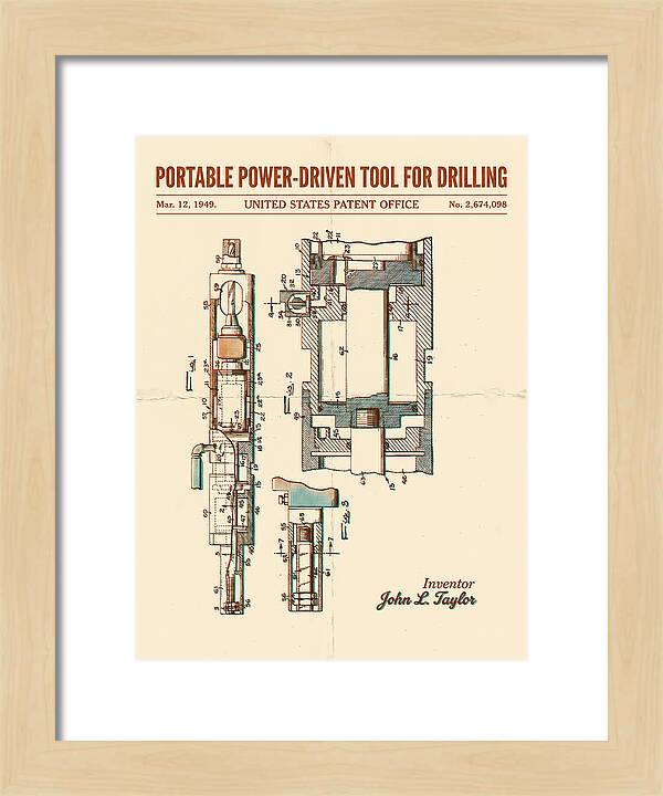 Portable Drilling Tool Retro Patent Us2674098a